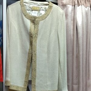 Sioni Gold and Cream Embellished Jacket